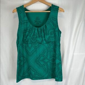 Patagonia Green Pleated Sleeveless Tank Top